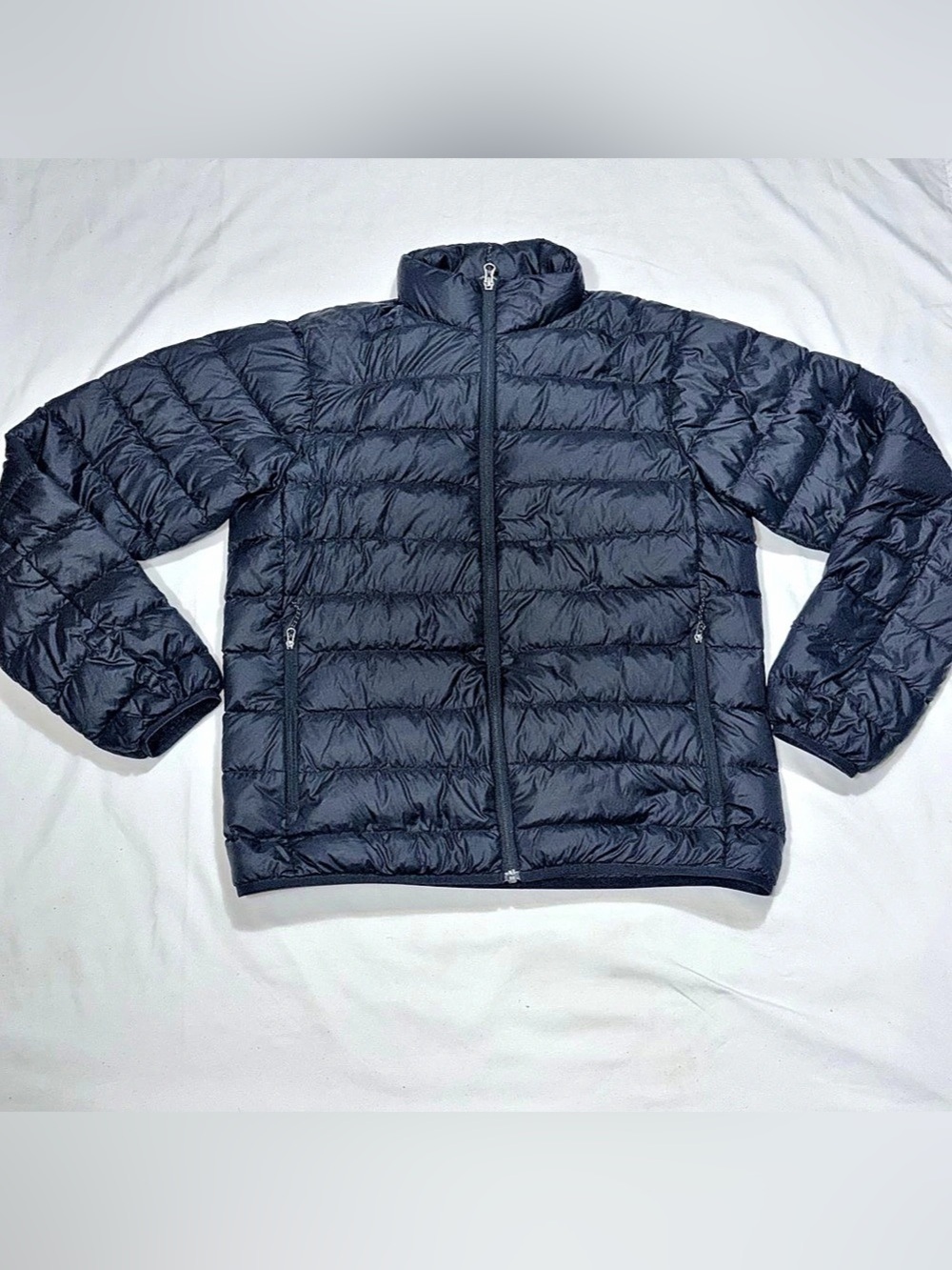 Eddie Bauer Men’s M Black Down Puffer Jacket Lightweight Full Zip   B74